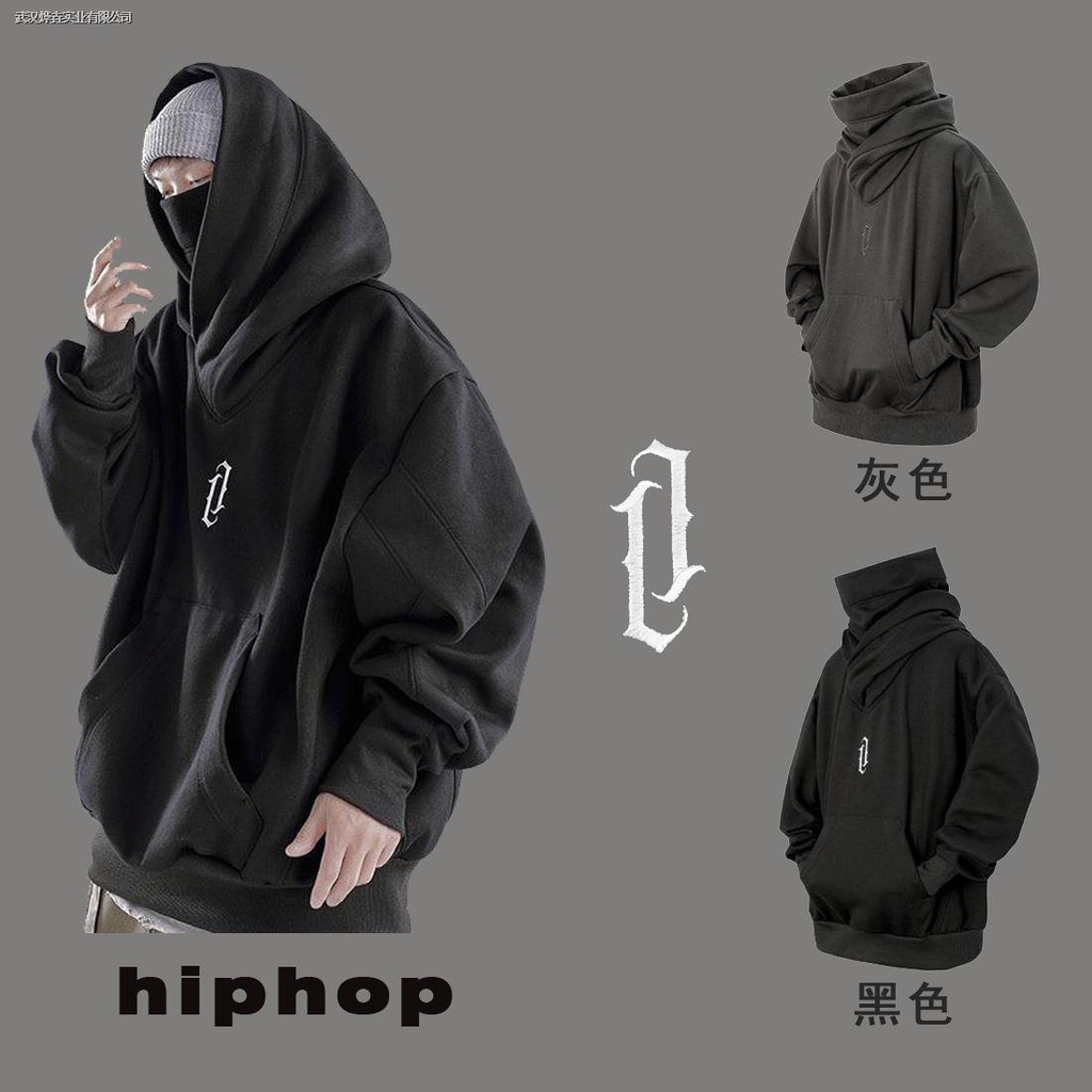 Áo khoác có nón trùm cổ cao dáng rộng in hình phong cách hip hop sành điệu cho nam
