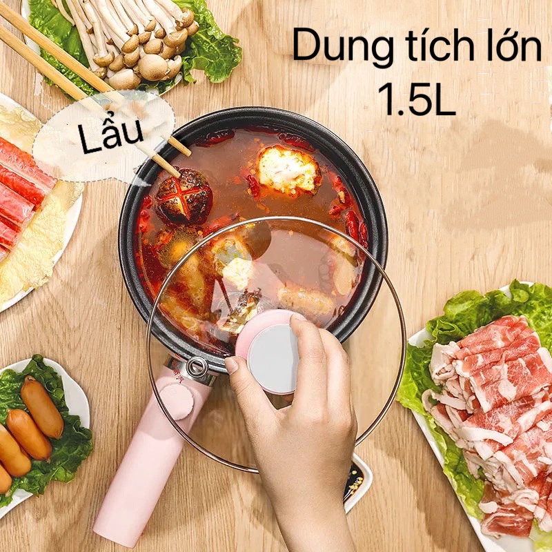 Nồi Lẩu Điện Mini Đa Năng Mới Nhất Có Thể Lẩu, Nướng, Chiên, Xào Thiết Kế Sang Trọng