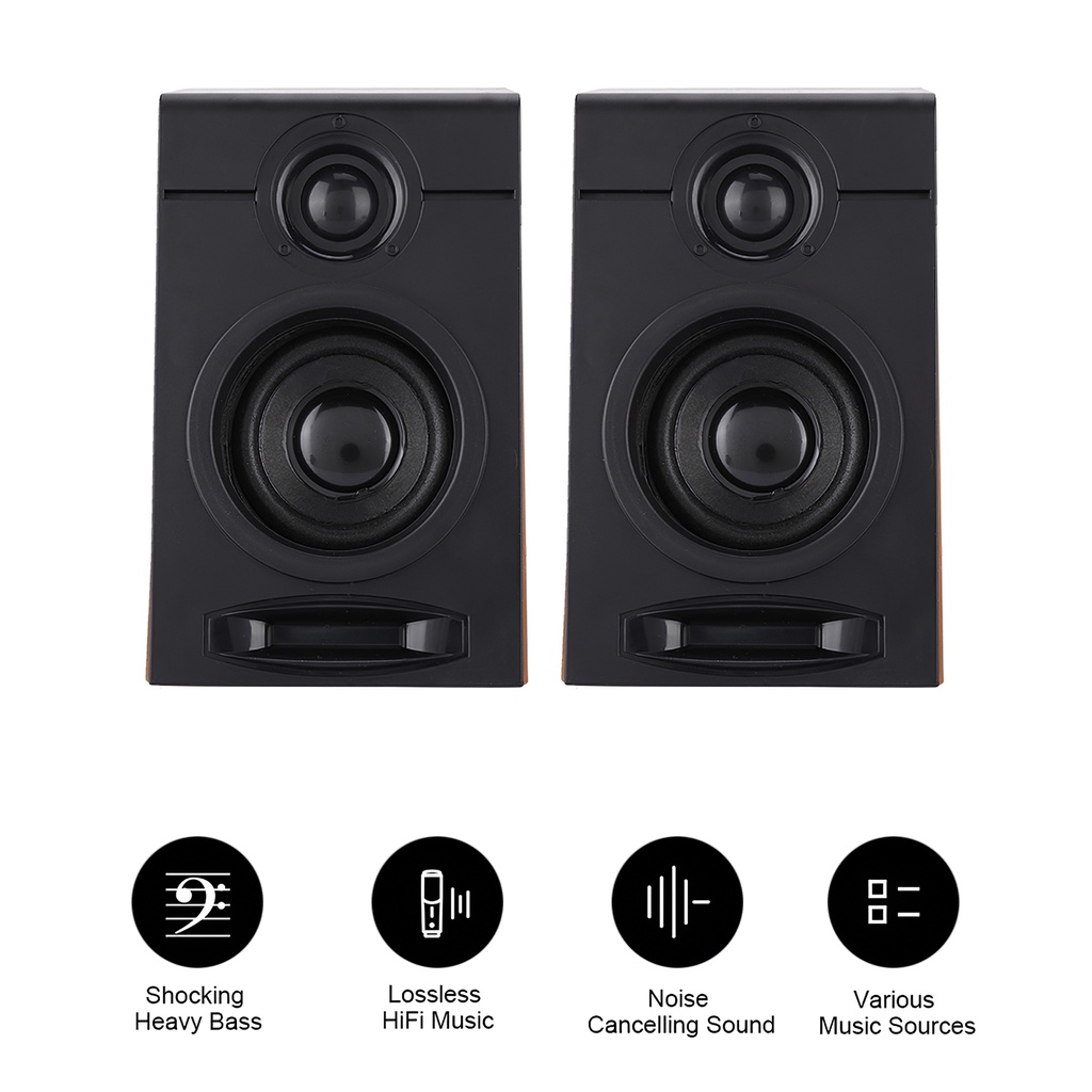 2pcs Mini Subwoofer Speakers Computer Bass Speakers Multimedia Speakers with Non-Slip Mat for Home Studio Desktop