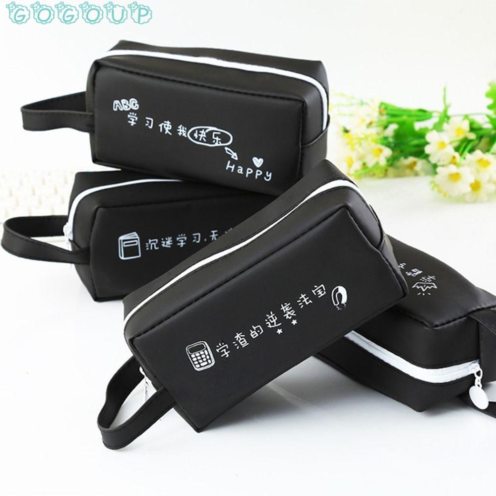Hộp Đựng Bút/Đồ Trang Điểm Bằng Silicon Màu Đen Thời Trang Cho Học Sinh