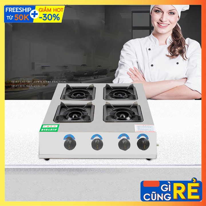 Bếp gas 4 họng - Bếp ga 4 cửa vuông sử dụng 1 bình gas tiện lợi