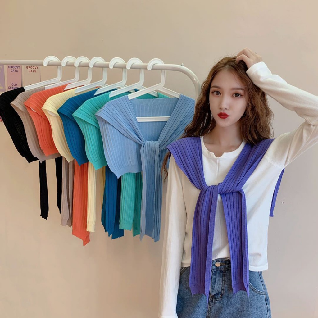 【Fation】Khăn choàng màu trơn thắt nơ xinh xắn hợp thời trang | BigBuy360 - bigbuy360.vn