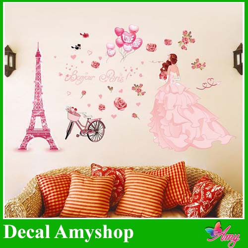 Decal dán tường trang trí ⚡ FREESHIP ⚡ Paris tình yêu 2 - DKN062