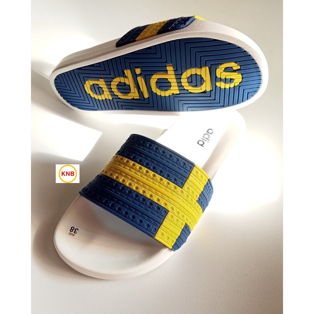 Dép Quai Ngang adidas Màu Trắng Kẻ Vàng ❤️FREESHIP+ Hộp❤️ Dép Quai Ngang Thể Thao Nam Nữ