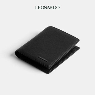 Ví Da Nam Gập Đôi (2 Dáng) Leonardo - Mercury Wallet - Da Taiga Bền Bỉ