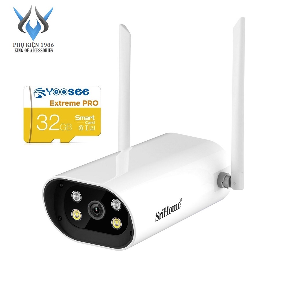 Camera IP Wifi ngoài trời SriHome SH037 4.0MP QHD 2K 2560P, Màu ban đêm, Hỗ trợ Wifi 2.4/5G, xoay 355 độ (Trắng)-pk1986