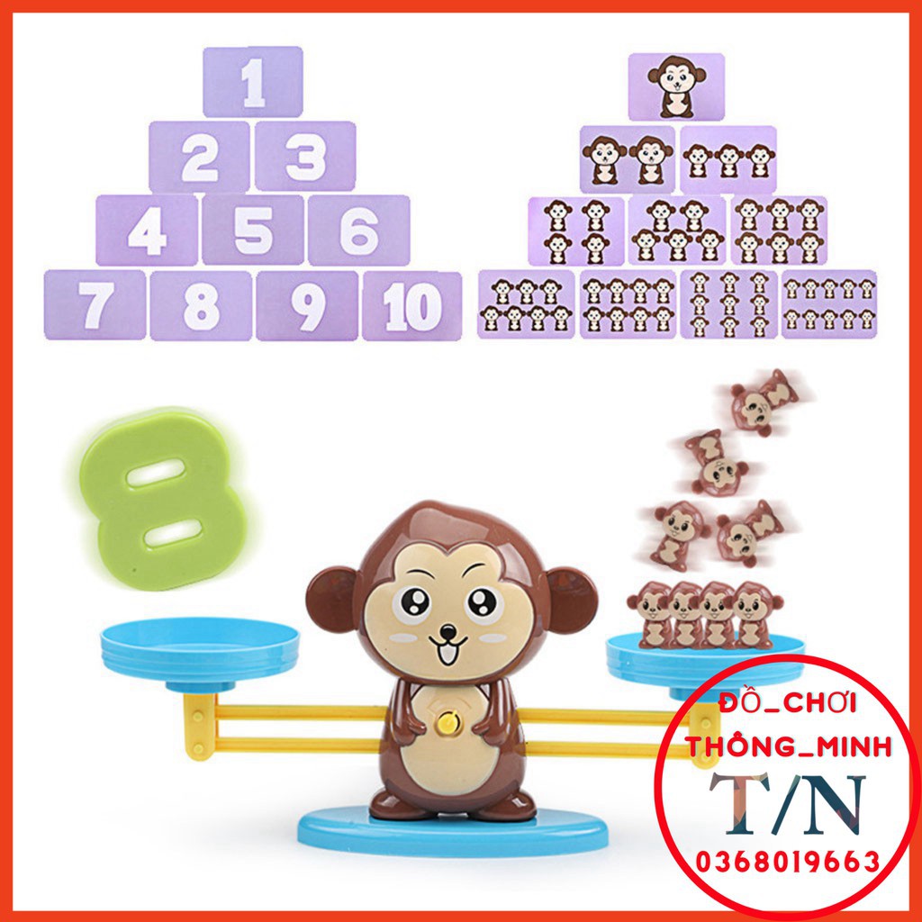 Đồ chơi phát triển trí thông minh - Bàn cân toán học bàn cân khỉ con - hancuakhaugiatot