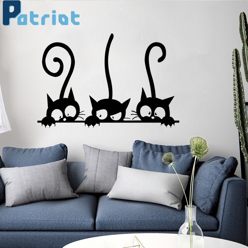 decal dán tường Họa Tiết Mèo Đen Dễ Thương Bắt Mắt
