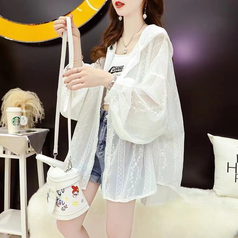 Áo Khoác Cardigan Mỏng Dáng Rộng Tay Dài 2 Màu Trơn Thời Trang Mùa Hè Cho Nữ