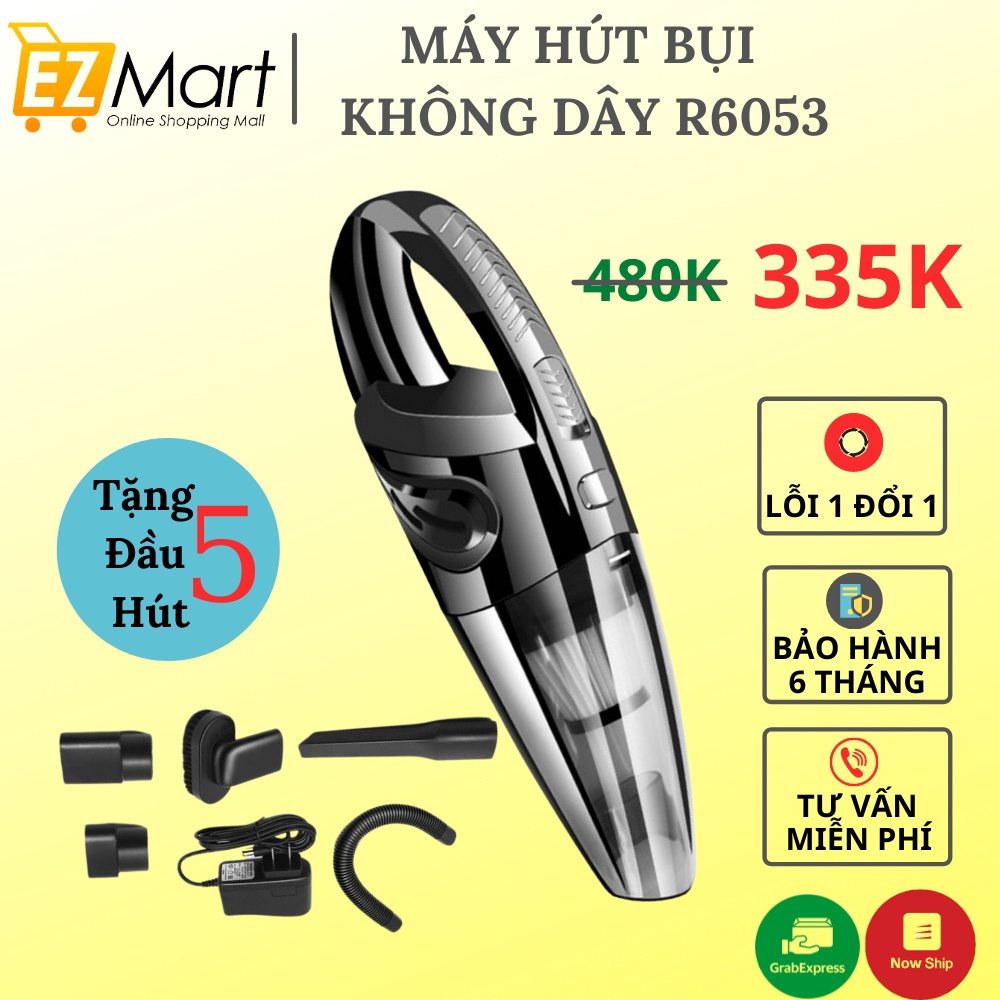 Máy hút bụi cầm tay không dây công suất lớn 120W, Máy hút nhỏ gọn tiện lợi, hút sạch mọi bụi bẩn Tặng 5 đầu hút