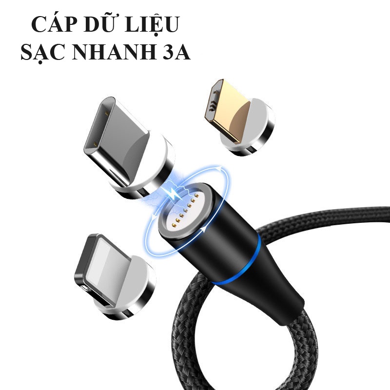 Cáp sạc nhanh 3A - cáp dữ liệu 7 lõi - dây nam châm kết nối điện thoại