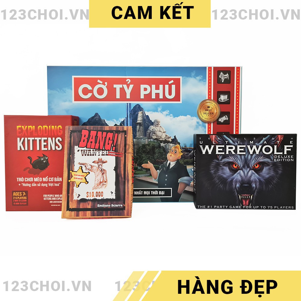 Đồ chơi Cờ Tỷ Phú Monopoly giá rẻ + Ma sói + Bang!+ Mèo Nổ chơi cùng hội nhóm cực vui
