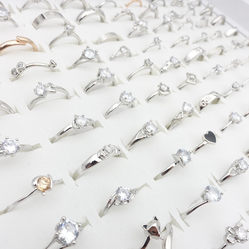 Set 10 Nhẫn Đính Đá Zircon Lấp Lánh Phong Cách Lãng Mạn Thời Trang Cho Nữ