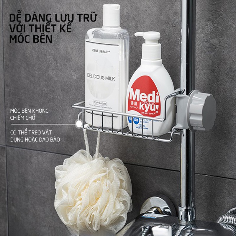 Giá treo inox tiện dụng kệ để đồ đa năng gắn vòi nước lavabo_HK112