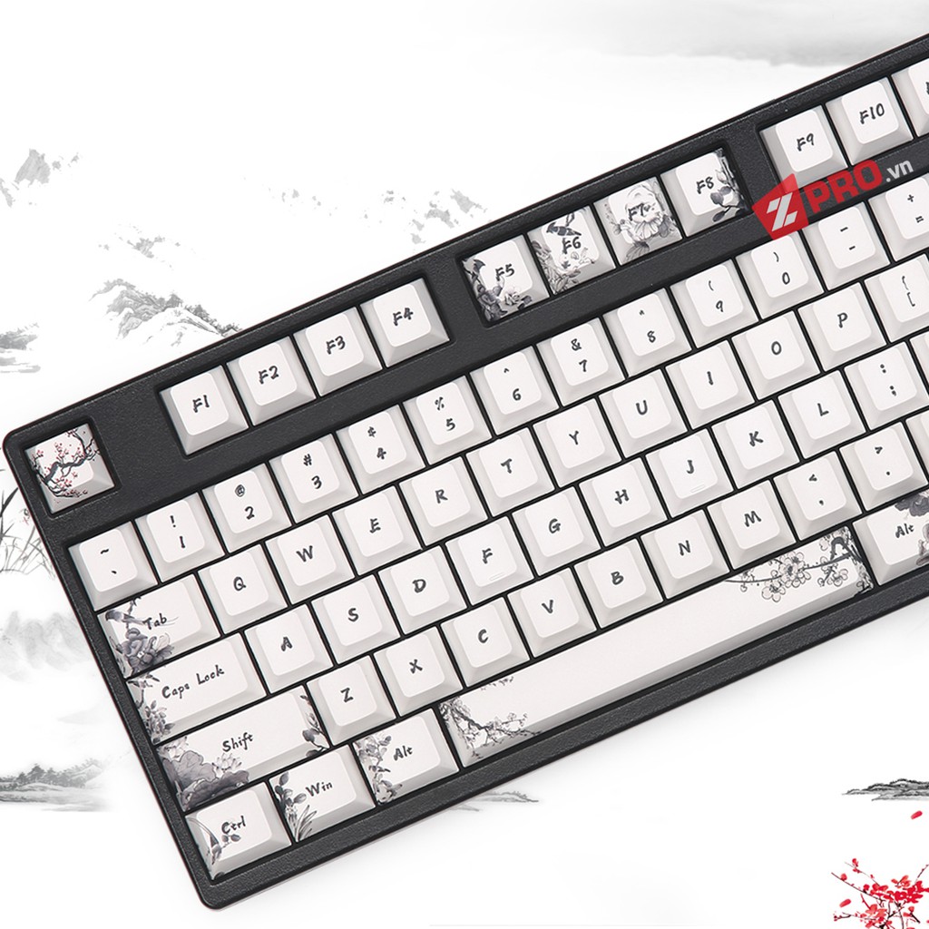 Bộ Keycap PBT Ink China Style 127 Phím