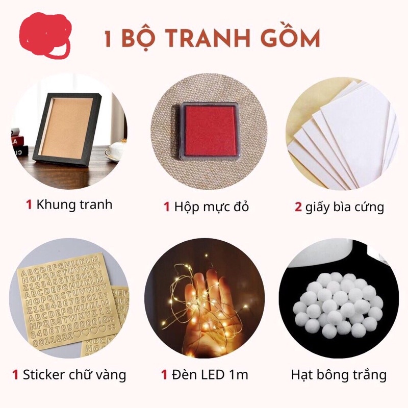 Khung ảnh in dấu tình yêu (Quà tặng người yêu kỉ niệm tình yêu khung tranh in dấu vân tay decorchina- trang trí nhà cửa
