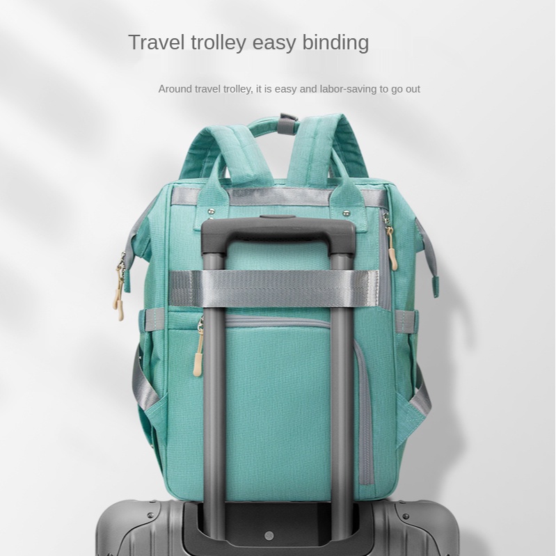 Balo đựng tã lót FUNTRAVEL nhiều ngăn đa năng chống thấm nước với đai gắn xe đẩy em bé