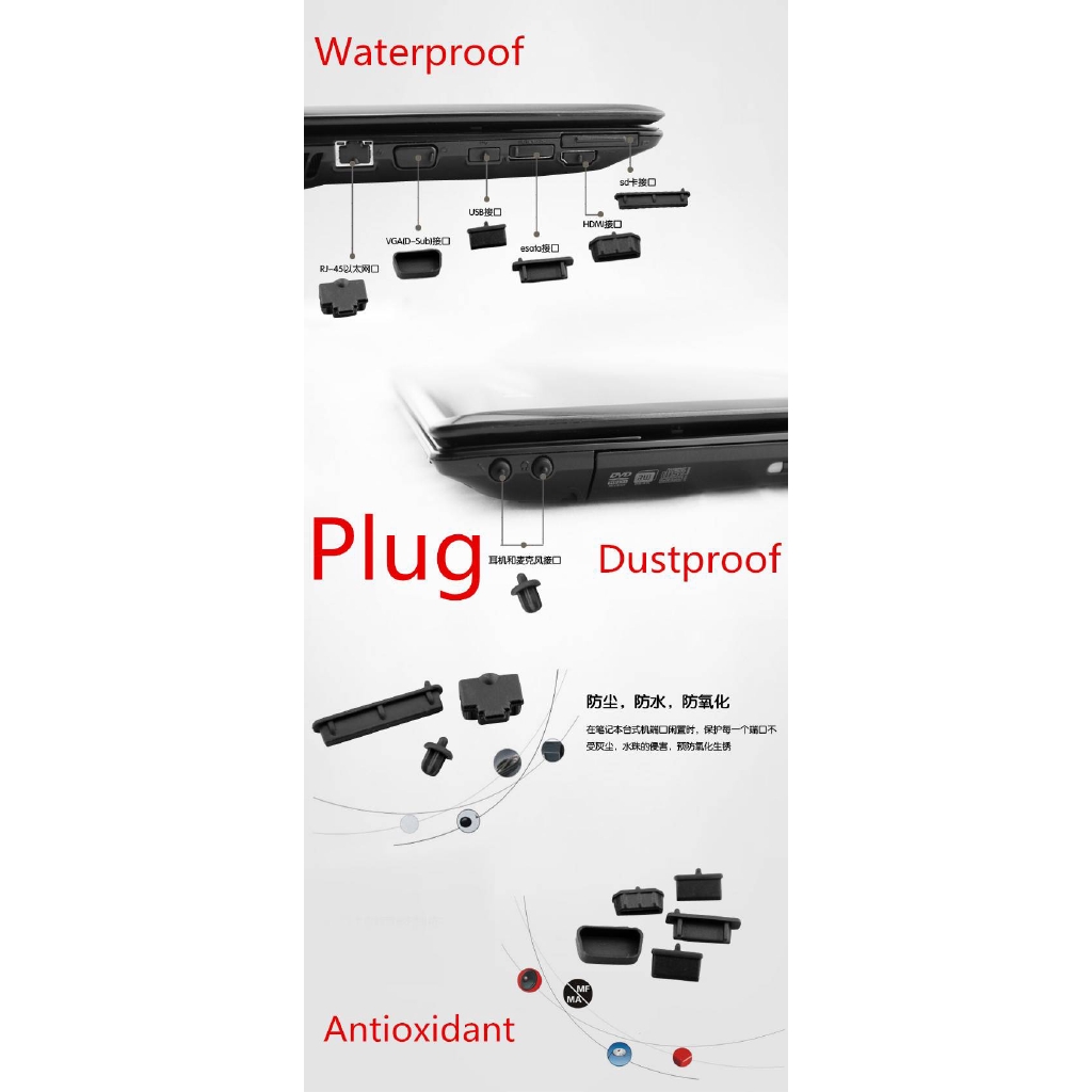 Nút Bịt Chống Bụi Bằng Silicon Màu Đen Cho Acer Predator Helios Ph315-51 / G3-571 / G3-572 / G3-573 / Pt315 -51