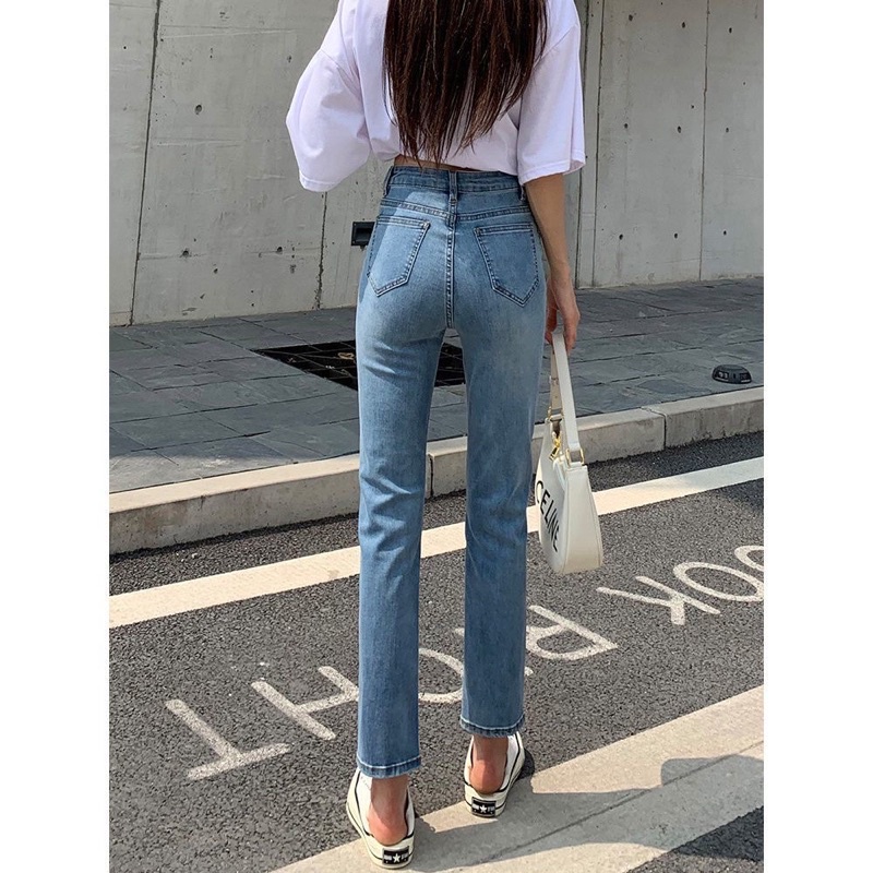 Quần jeans đứng màu xanh  chất co dãn 4 chiều , hàng chuẩn loại 1 quảng châu