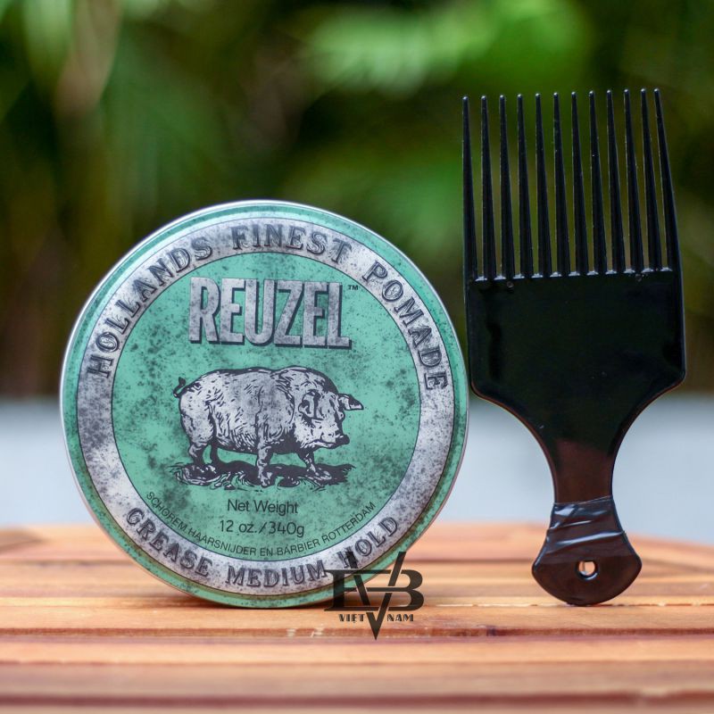 [BẢN 12.OZ] Pomade vuốt tóc Reuzel Green Pomade 340g / 12oz chính hãng REUZEL HÀ LAN Schorem + Tặng Lược Pomade Afro Pic