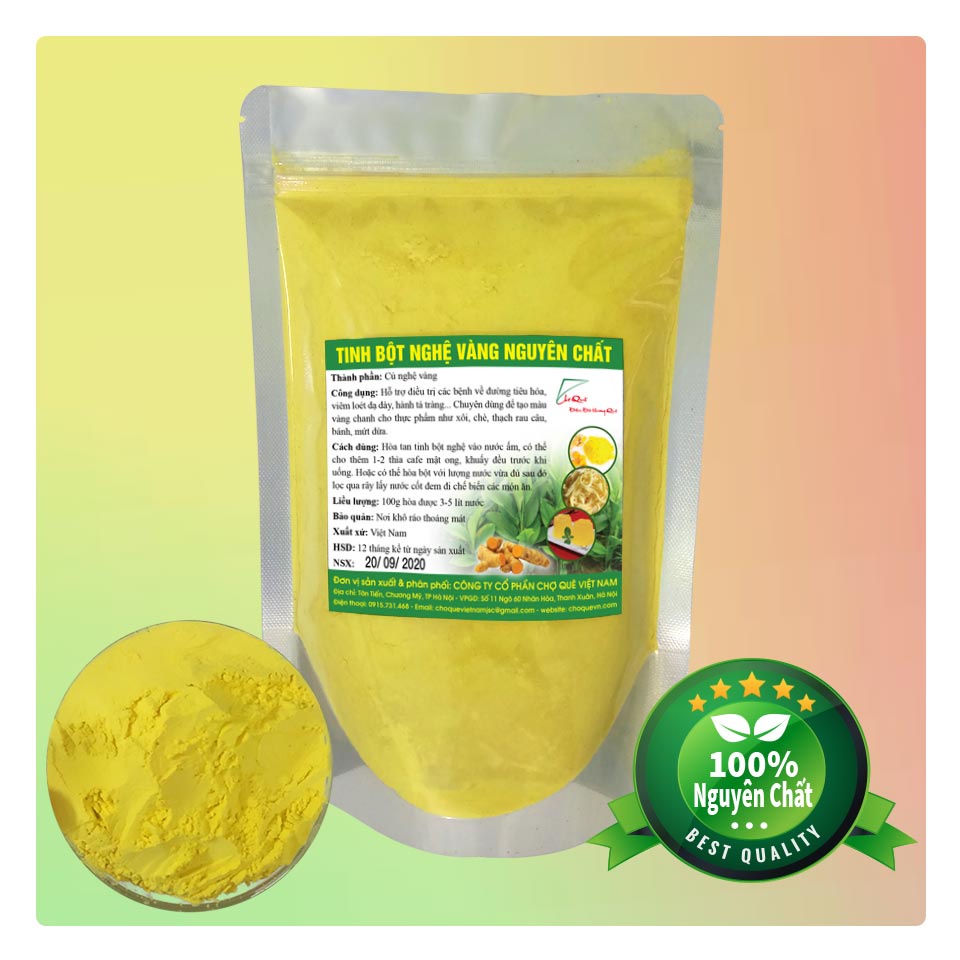 Tinh bột nghệ vàng nguyên chất 500g chuyên dùng để tạo màu vàng thực phẩm xôi bánh, chè thạch mứt dừa hoặc có uống