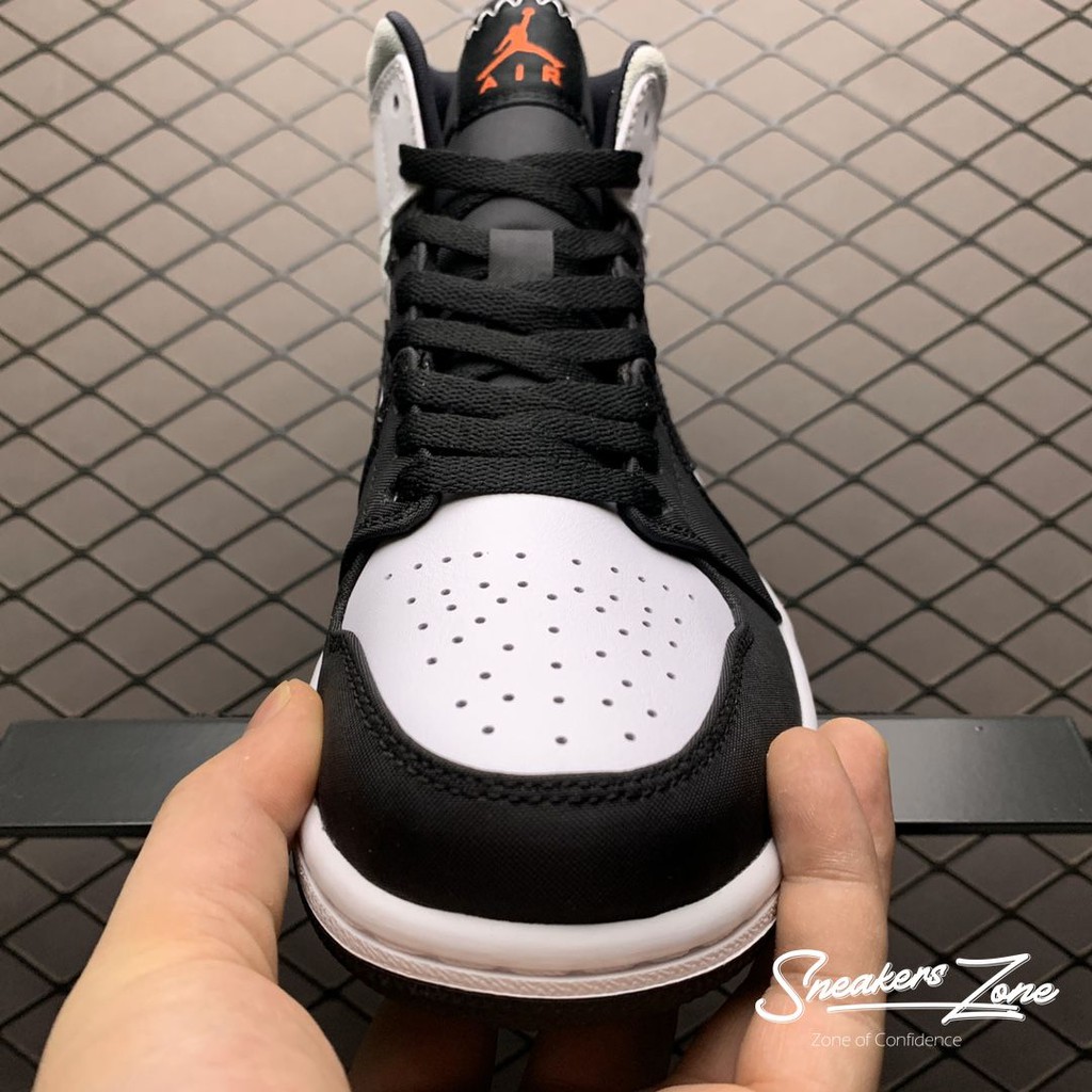 (FREESHIP+HỘP+QUÀ) Giày thể thao AIR JORDAN 1 Mid SE Union Black Toe Trắng đen gót đỏ Cổ cao da lộn SNEAKERS ZONE | BigBuy360 - bigbuy360.vn