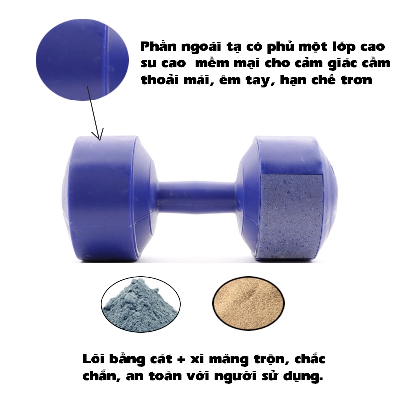 Tạ tay nhựa 8KG xi măng đặc ruột cao cấp - giá rẻ - sản xuất tại Việt Nam