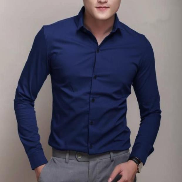 Áo sơ mi trơn dài tay ôm body 4Y5 , không nhăn, có size 4x,5xl
