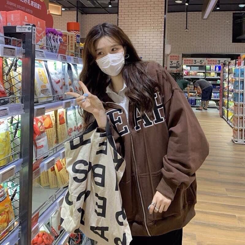 Áo khoác nỉ Sweater zip màu nâu Tây quá chuẩn Hàng nha