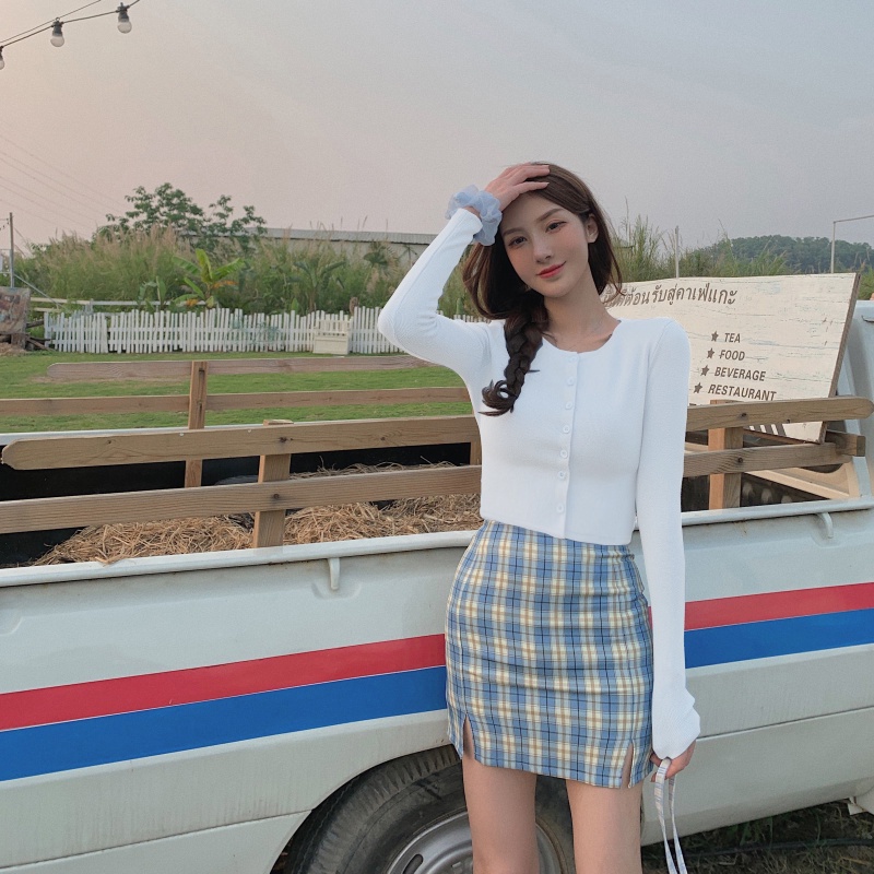 Áo Croptop Dài Tay Có Cúc Madela Vải Thun Bozip, Áo Thun Dài Tay Nữ Khóa Cúc Phong Cách Hàn Quốc