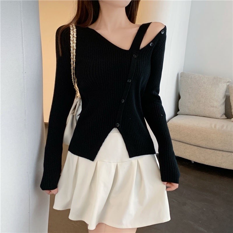 Áo len tay dài xẻ tà thời trang dành cho nữ