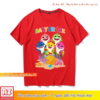 Áo thun trẻ em in hình cá mập baby shark màu đỏ M2899