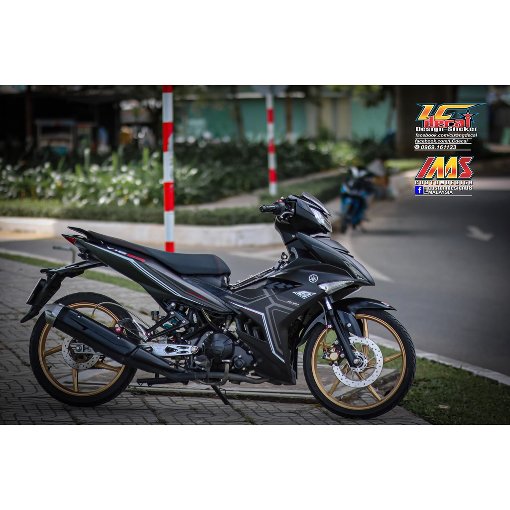 Tem rời Exciter 150 đen nhám chỉ xám