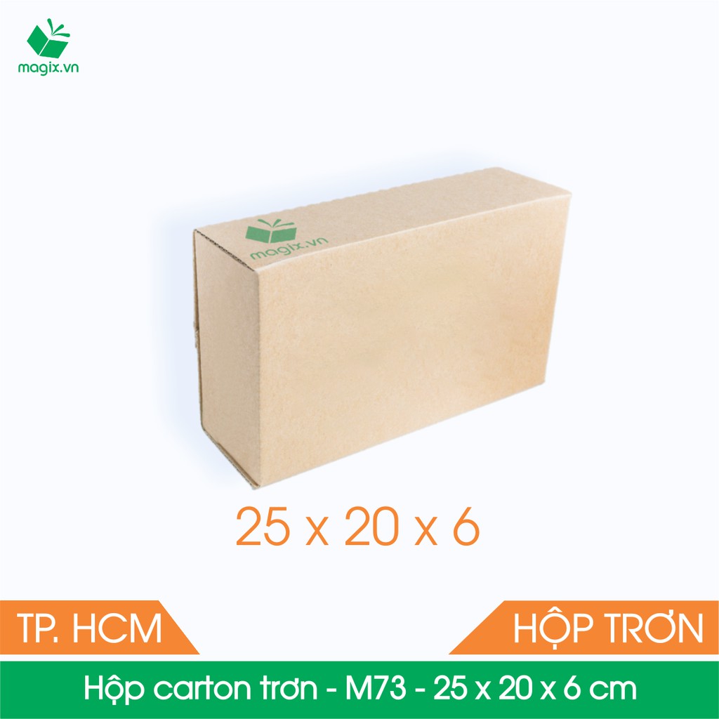 M73 - 25x20x6 cm - 50 Thùng hộp carton trơn đóng hàng + tặng 25 decal HÀNG DỄ VỠ