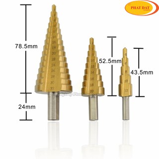 Bộ 3 mũi khoan tháp 4-32-Bộ 3 mũi khoan Inox HSS phủ TiN