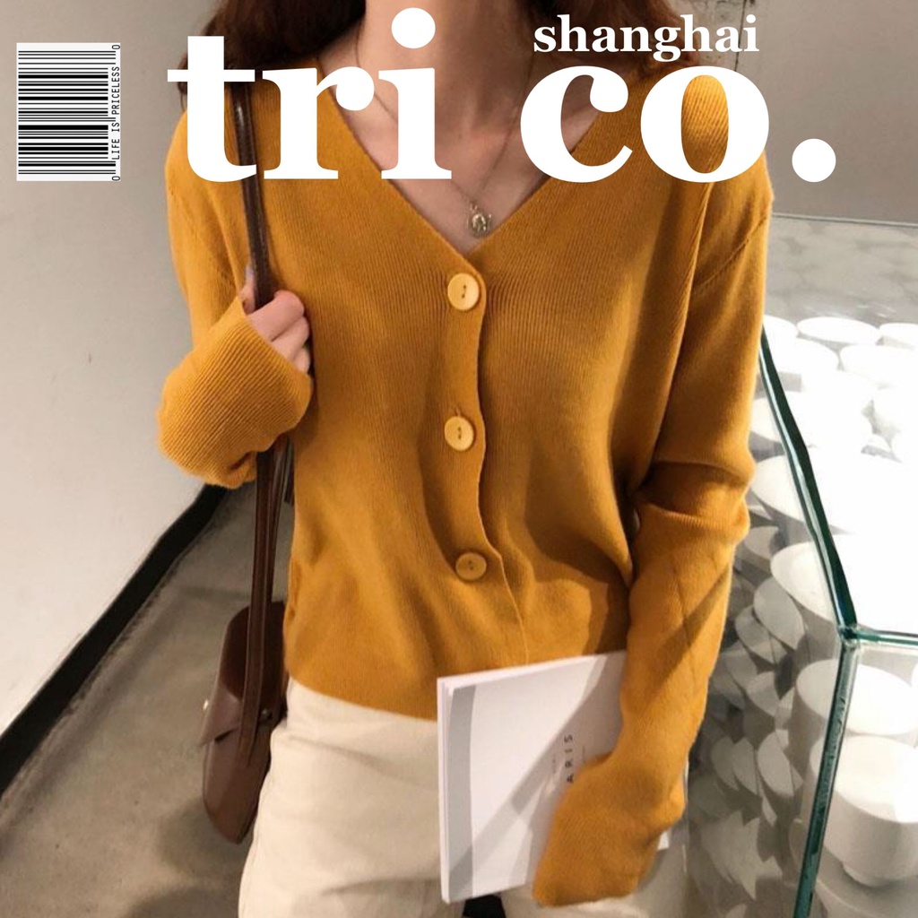 Áo khoác cardigan tay dài cổ chữ V dáng rộng phong cách Hàn Quốc thời trang thu đông cho nữ