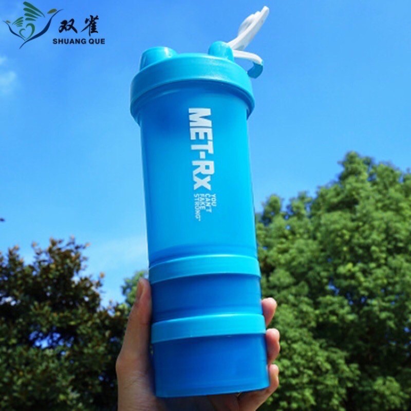 Bình lắc Shaker GYM 3 Ngăn,2 ngăn Tiện Dụng 500ml. Có con lắc lò so.