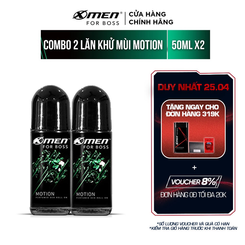 [Mã COSMEN giảm 8% đơn 250K] Bộ 2 Lăn khử mùi Xmen for Boss 50ml Hương Năng Động Motion