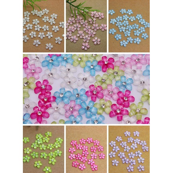 Set 20 phụ kiện hoa nhựa 10mm đính trang trí móng nghệ thuật