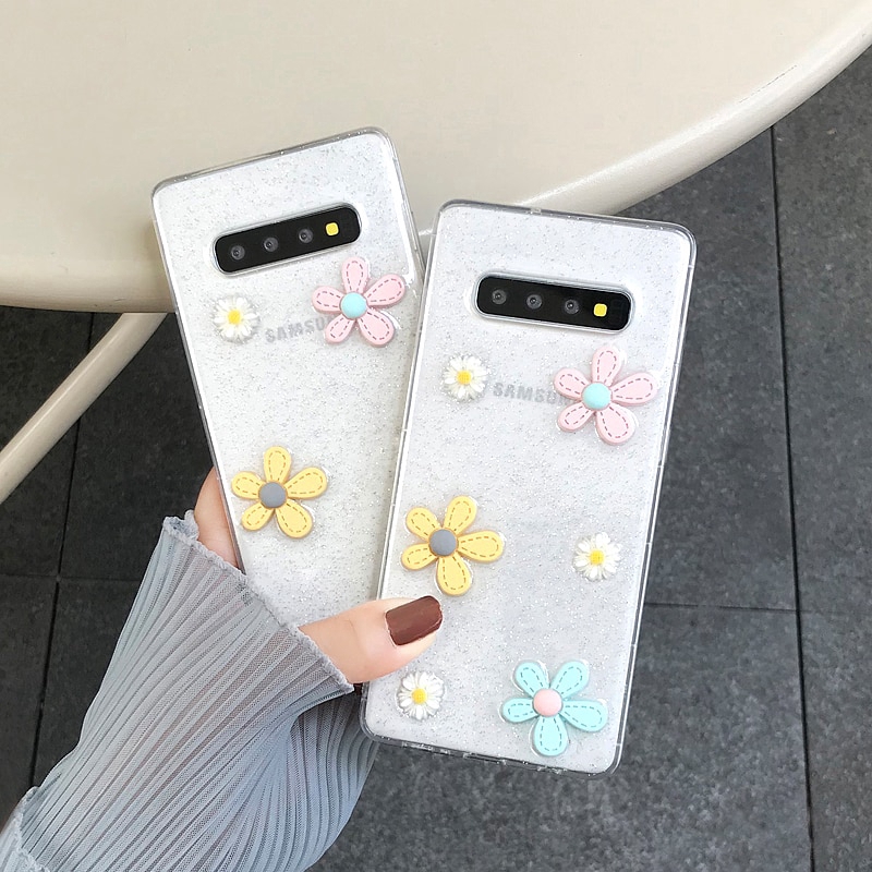 Ốp lưng điện thoại lấp lánh hoa Daisy dành cho Samsung Galaxy S8 S9 S10 Plus Note 8 9 // iPhone X XS Max