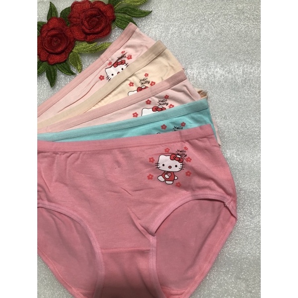 Set 5 Quần lót bé gái cotton chất đẹp, quần chíp trẻ em hình mèo kity cực dễ thương