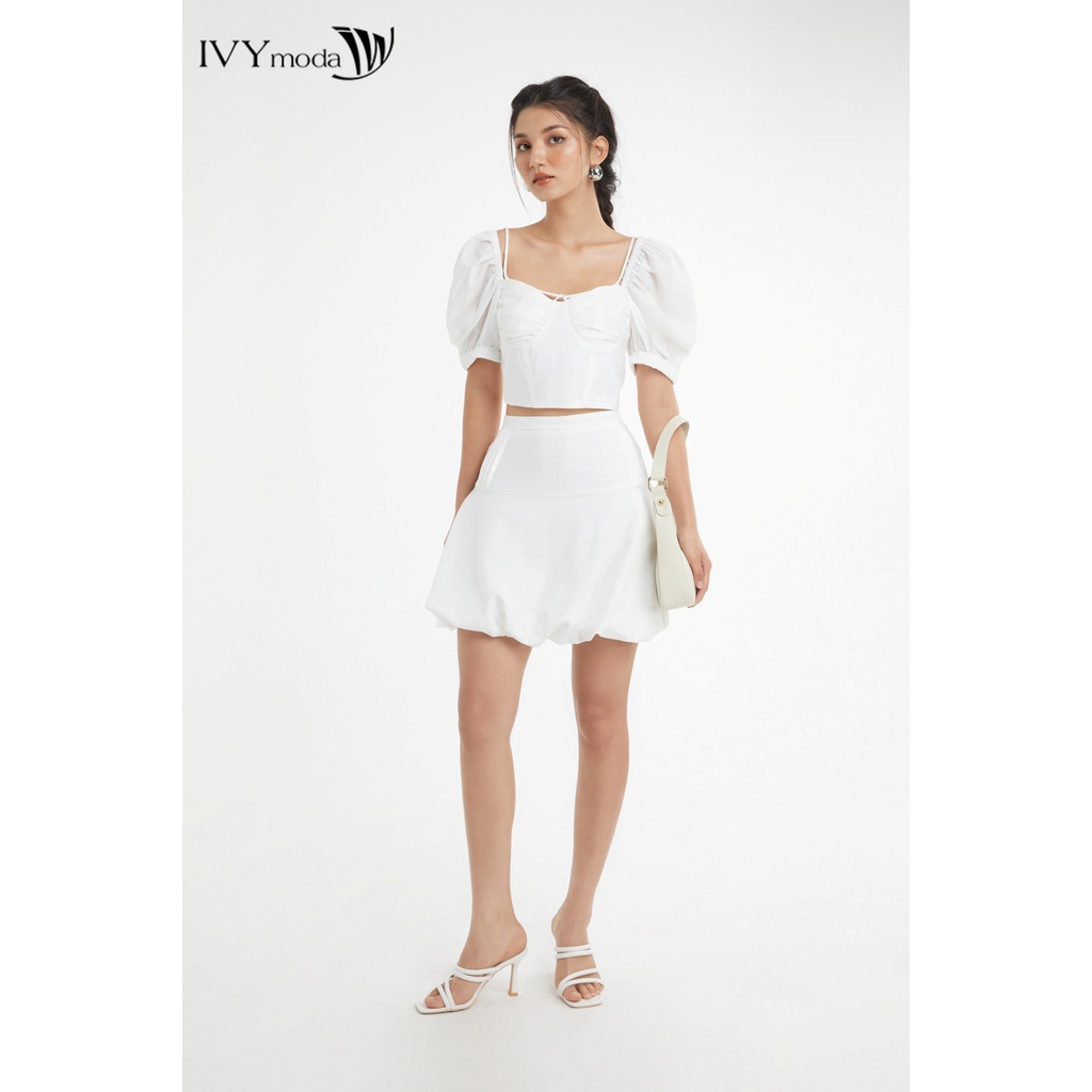 Set áo croptop và chân váy bí ngô nữ IVY moda MS 16B9389