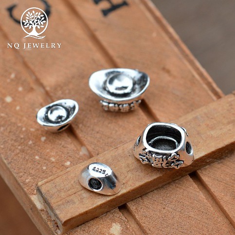 Charm bạc thỏi vàng xỏ - NQ Jewelry