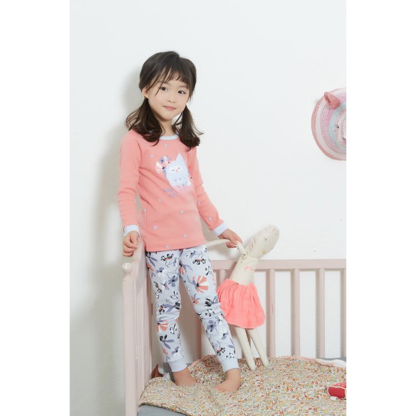 Bộ pijama dài tay bé gái Bella 100% cotton - Olomimi Hàn Quốc