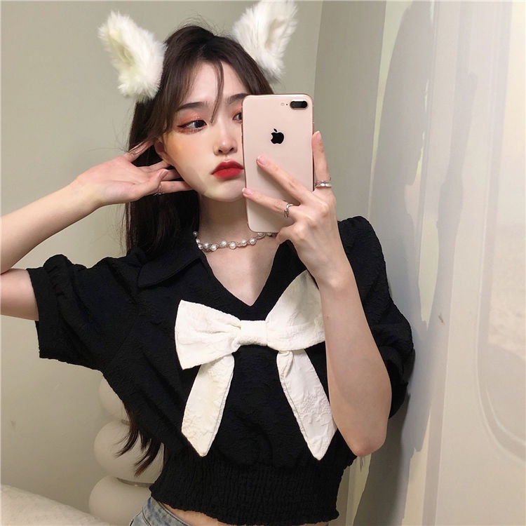 Áo Kiểu Tay Ngắn Phối Nơ Eo Cho Nữ JL-TX-314