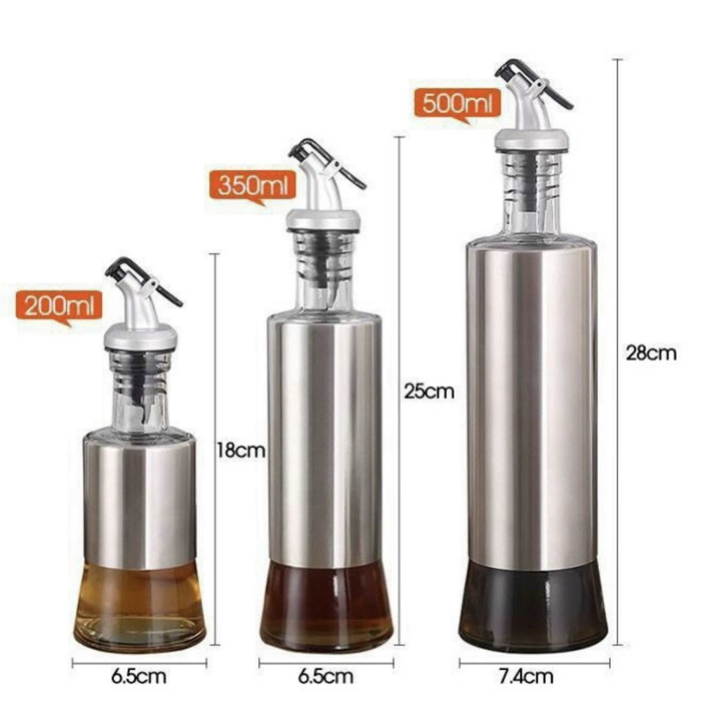 Bình rót đựng gia vị, dầu ăn, nước tương có vòi rót vỏ bọc inox