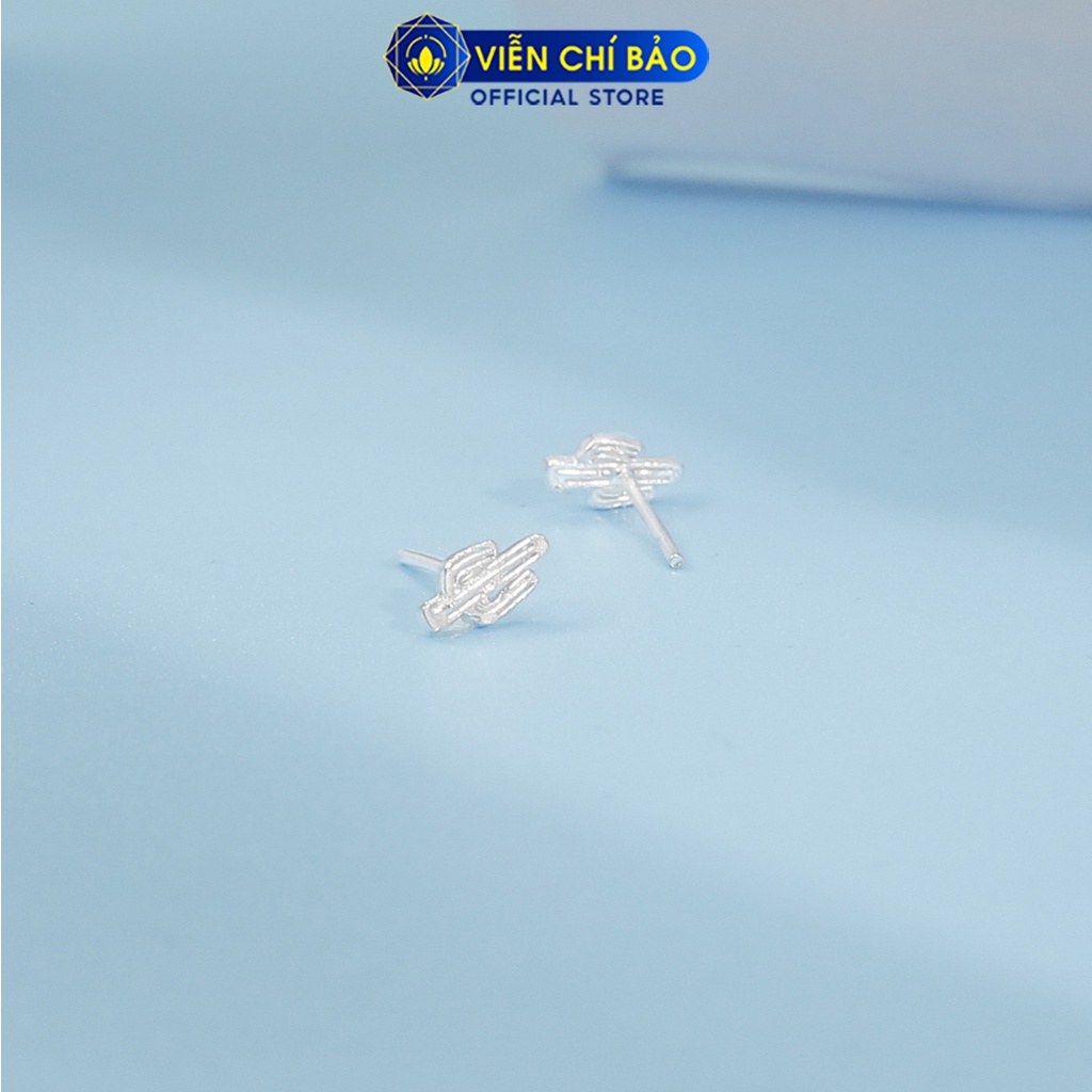 Bông tai cành xương rồng chất liệu bạc 925 thời trang phụ kiện trang sức nữ Viễn Chí Bảo E055