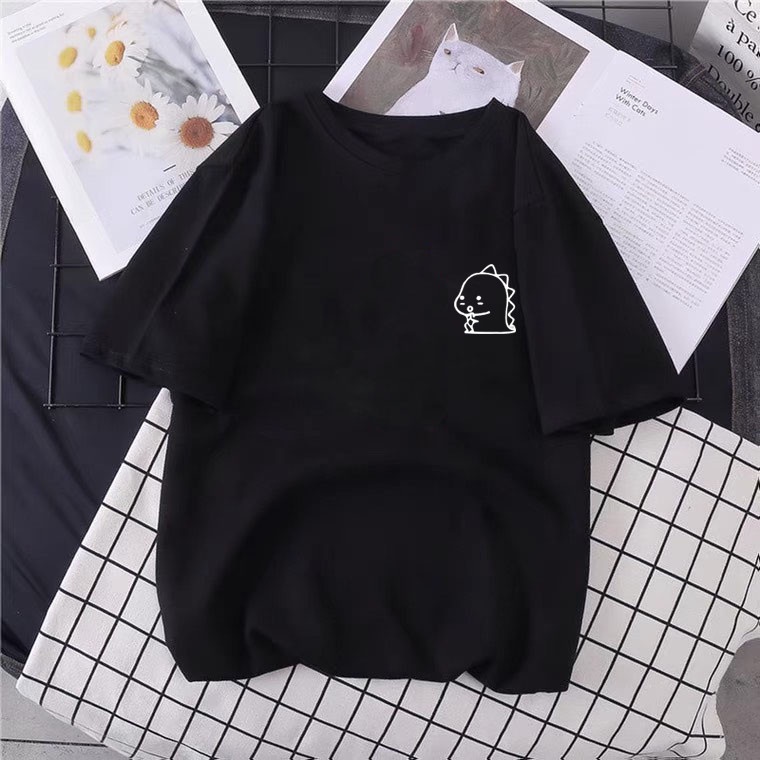 ÁO THUN TAY LỠ UNISEX IN LOGO KHỦNG LONG NHỎ DỄ THUƠNG - FREESIZE DƯỚI 75KG