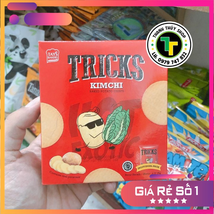 Combo 03 hộp - Bánh khoai tây lát hiệu Tricks đến từ Indonesia nhiều vị ngon không thể tả loại 72g