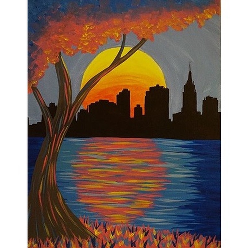 Bộ tranh đính đá 5D họa tiết phong cảnh hoàng hôn độc đáo DIY dùng trang trí